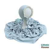 Baby Premium Stretchy Poly Cotton Wrap with Bonnet SR094 | NB | Sky